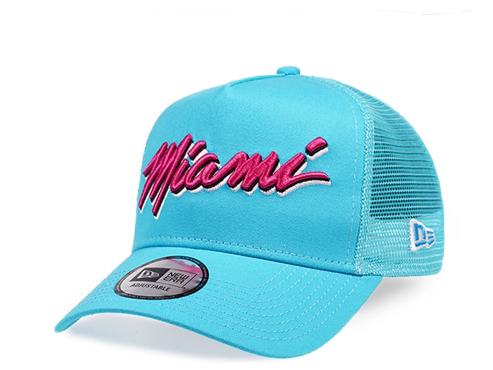 New Era Miami Heat Vice Blue Edition A Frame Trucker Hat