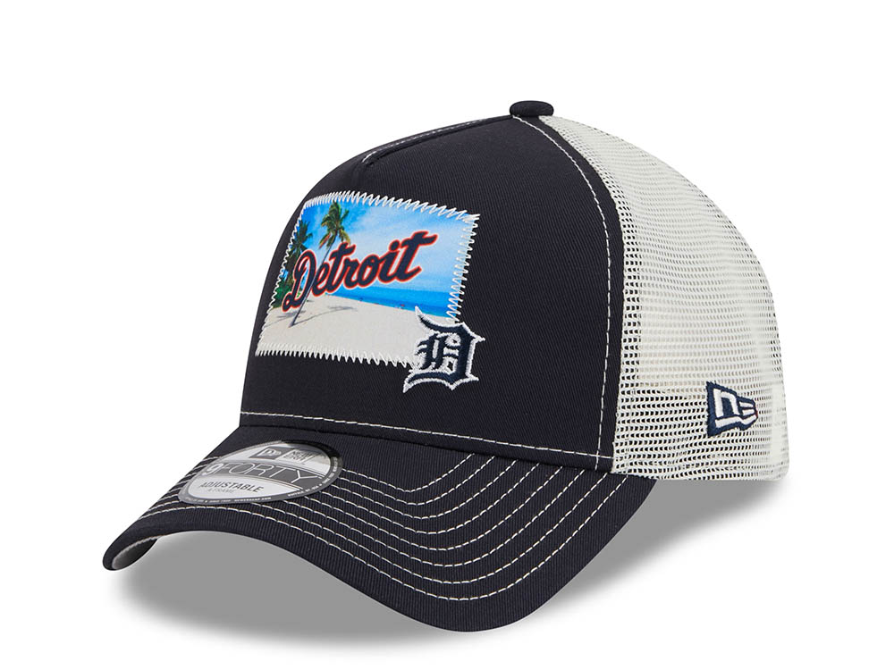 New Era Detroit Tigers M Patch Black 9Forty A Frame Trucker Snapback Hat