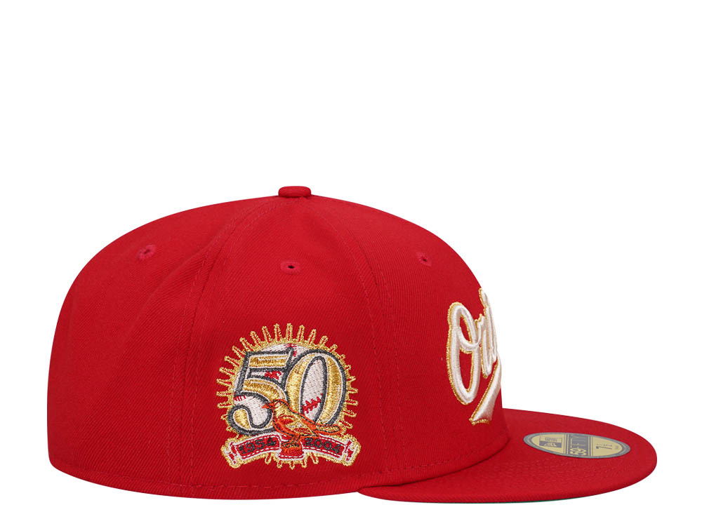 New Era Baltimore Orioles 50th Anniversary Scarlett Gold Edition 59Fifty Fitted Hat