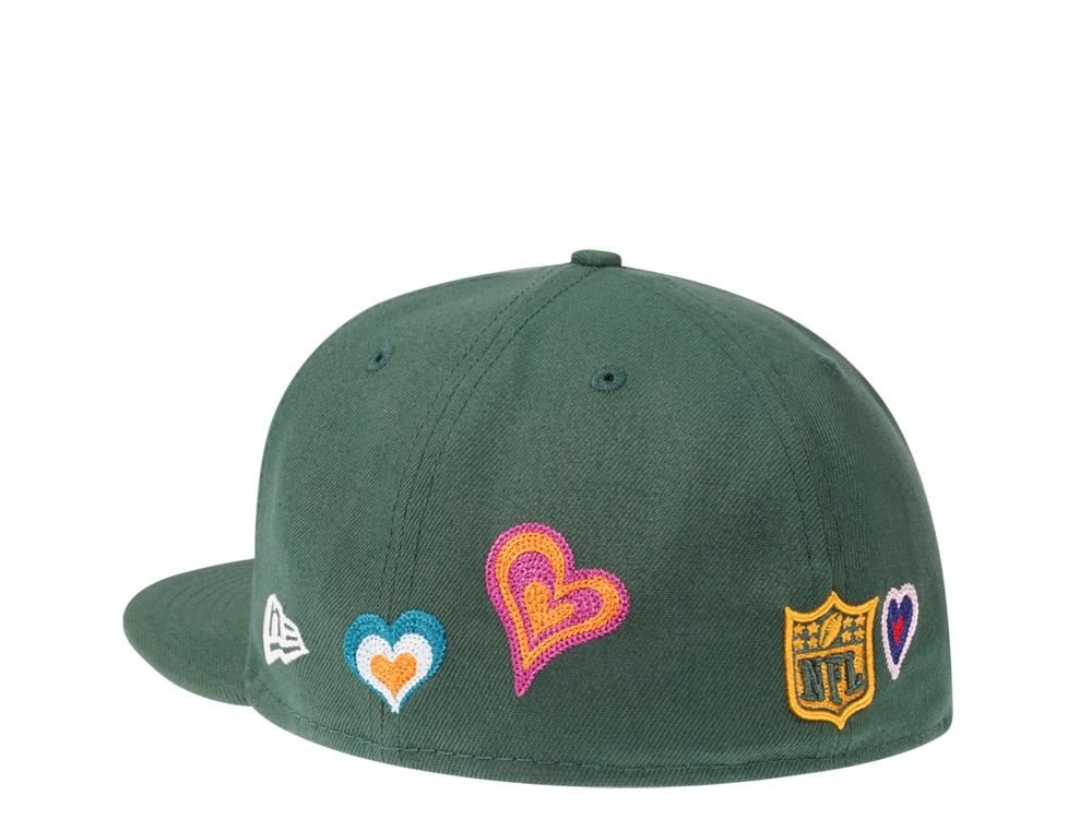 New Era Green Bay Packers Green Chainstitchheart Edition 59Fifty Fitted Hat