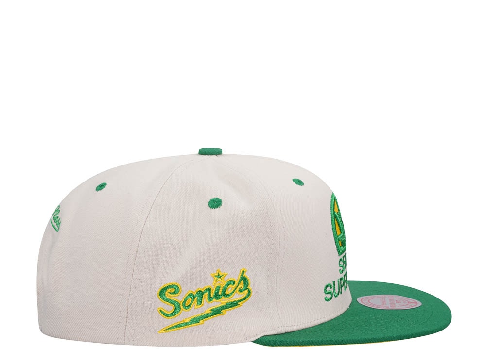 Mitchell & Ness Seattle Supersonics Sail Off White Two Tone Snapback Hat