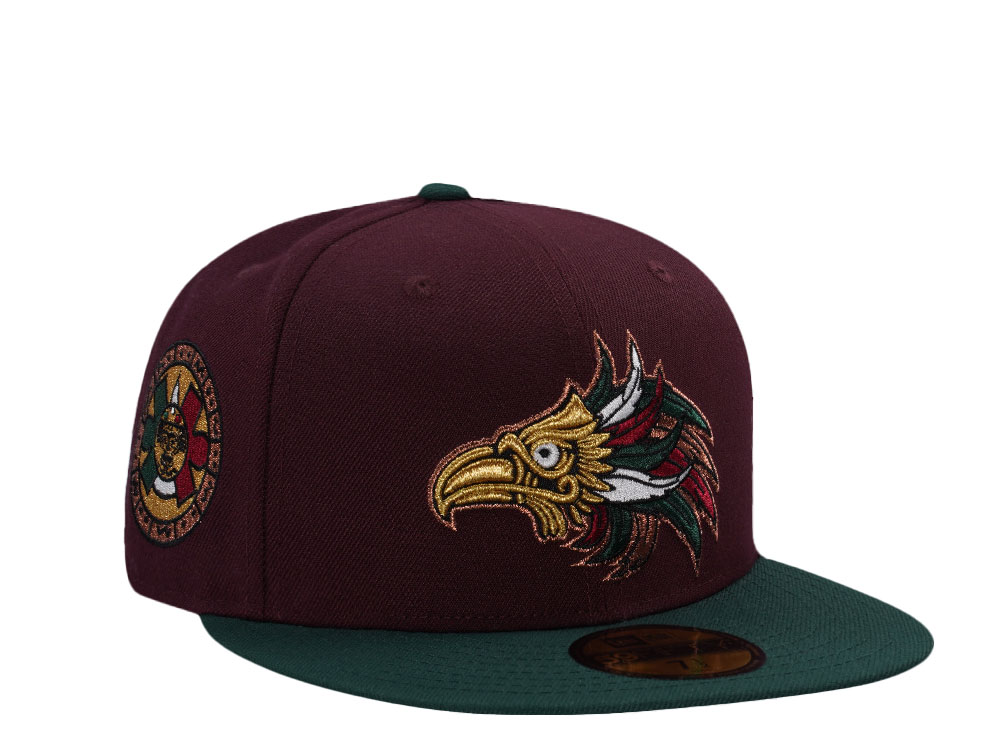 New Era Mexico Aztec Warrior Mask Maroon Edition 59Fifty Fitted Cap