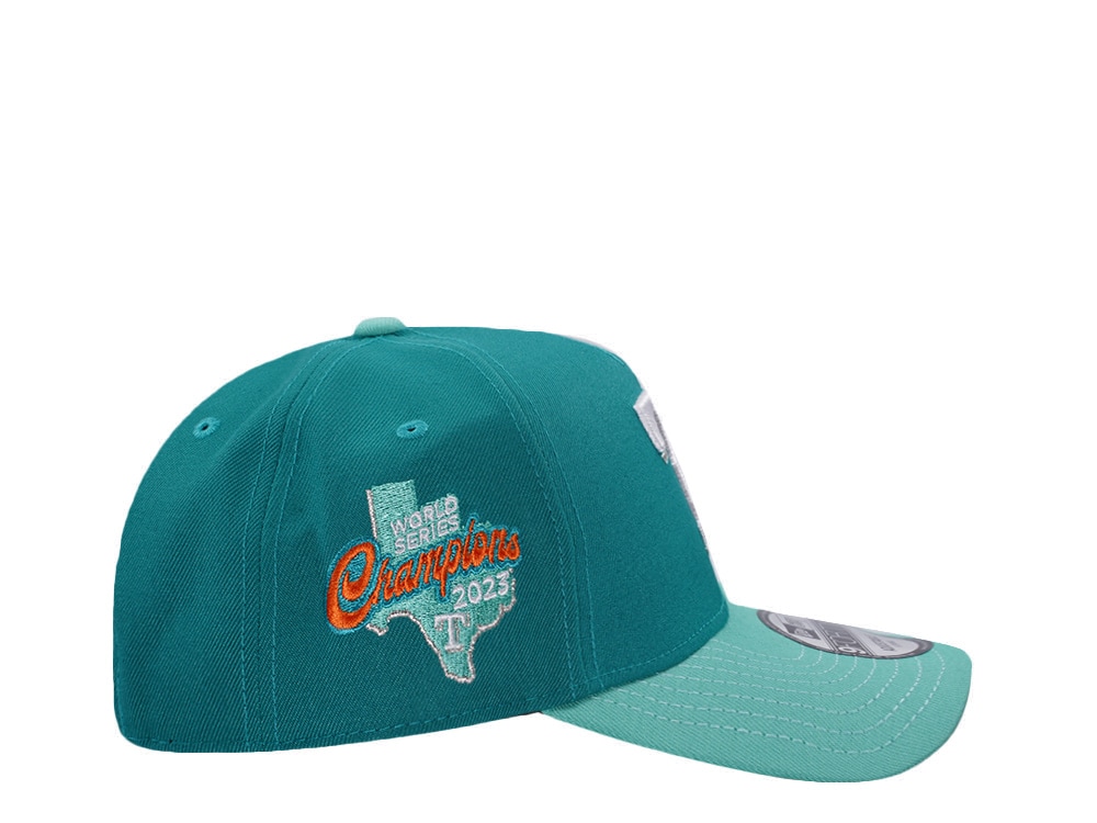 New Era Texas Rangers World Series Champions 2023 Mint Two Tone Edition 9Forty A Frame Snapback Cap