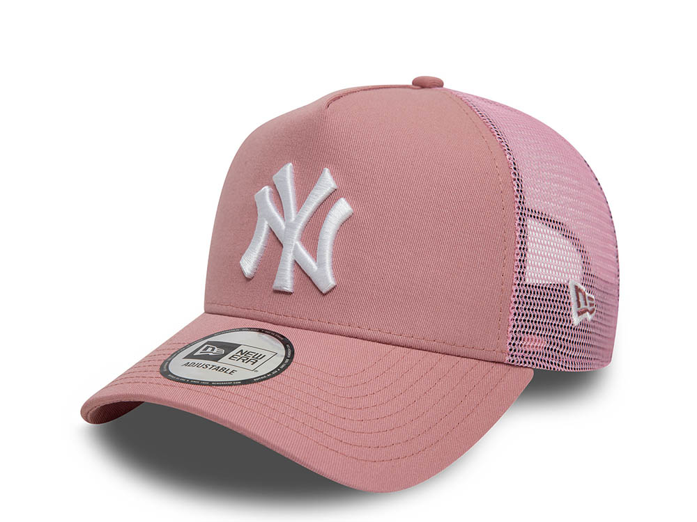 New Era New York Yankees League Essential Pink 9Forty A Frame Trucker Snapback Hat