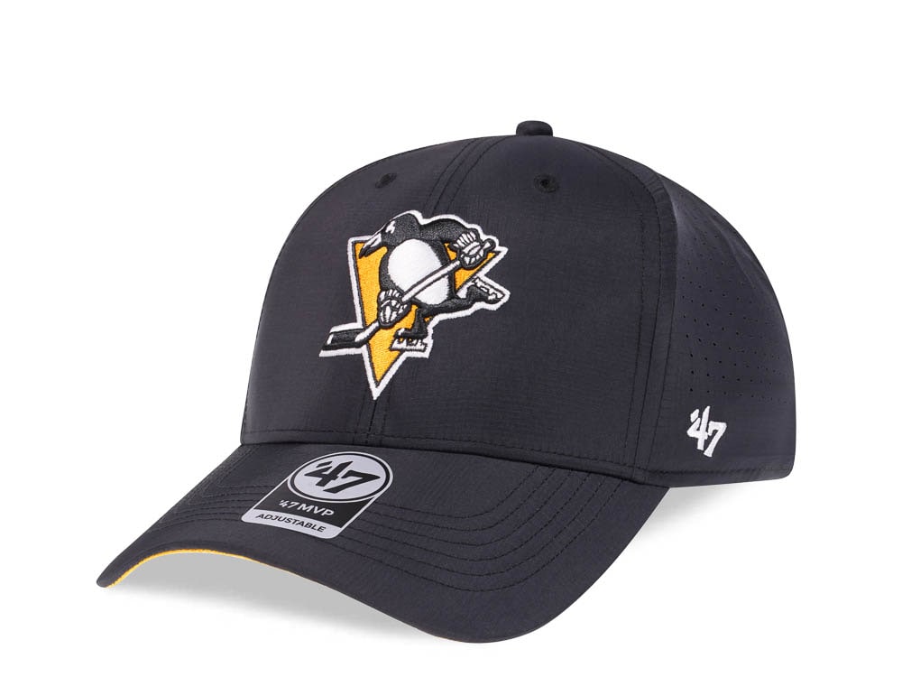 47Brand Pittsburgh Penguins Black Back Line Nylon Strapback Hat