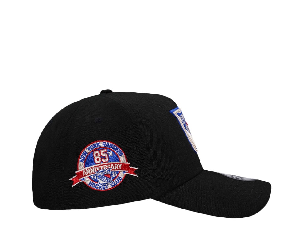 New Era New York Rangers 85th Anniversary Black Edition 9Forty A Frame Snapback Hat