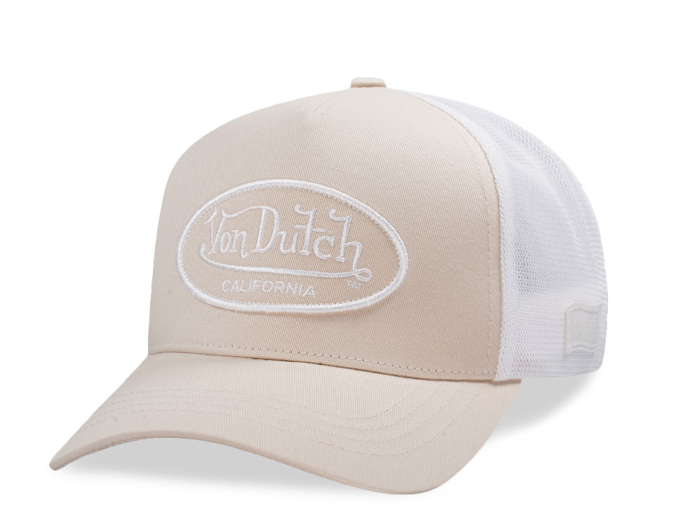 Von Dutch Oval Patch White Trucker Strapback Cap