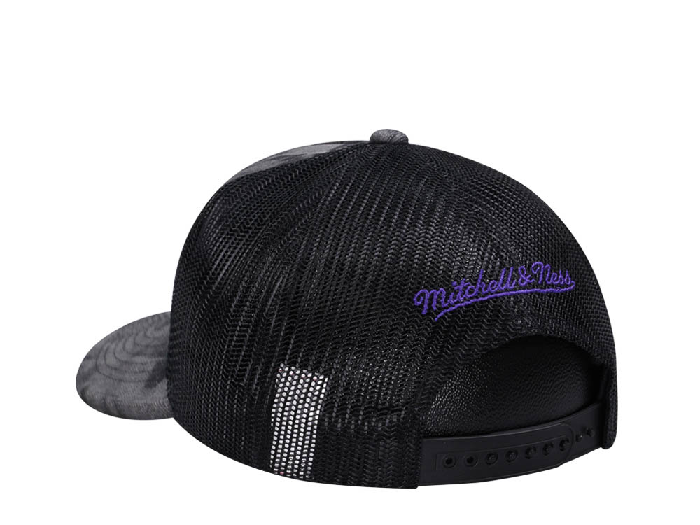 Mitchell & Ness Los Angeles Lakers Burnt Ends Black Trucker Snapback Hat