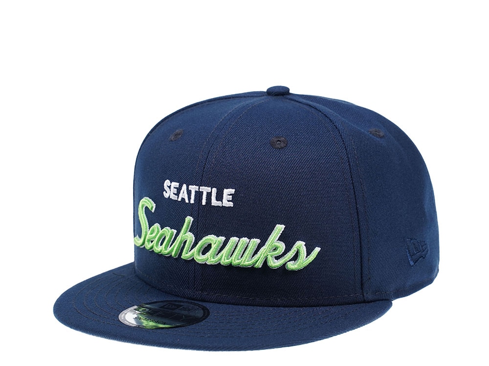 New Era Seattle Seahawks Navy Script Edition 9Fifty Snapback Hat