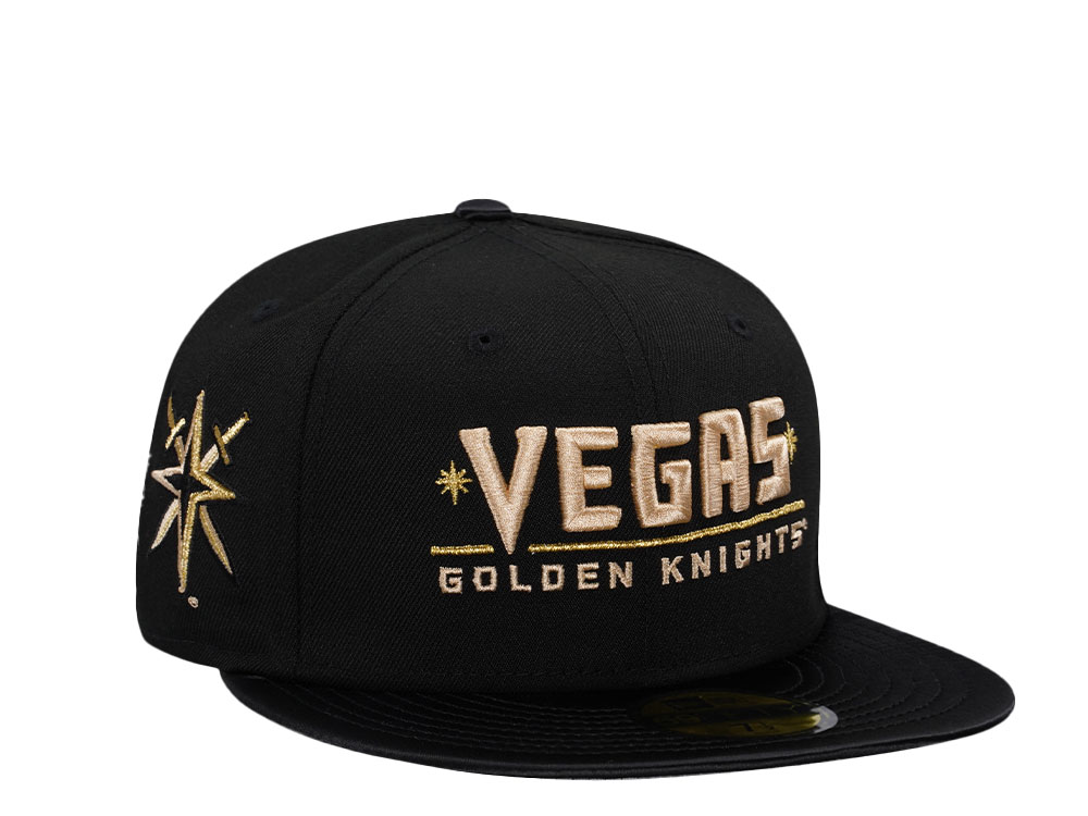 New Era Vegas Golden Knights Black Satin Brim Prime Edition 59Fifty Fitted Hat