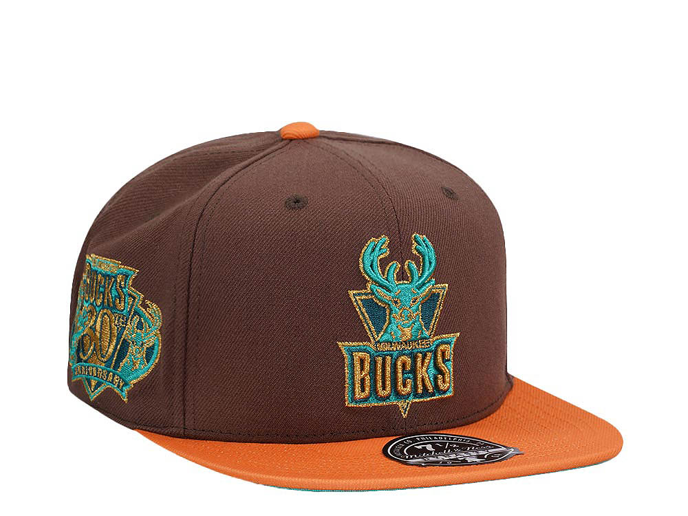 Mitchell & Ness Milwaukee Bucks 30th Anniversary Copper Top Hardwood Classic Dynasty Fitted Hat