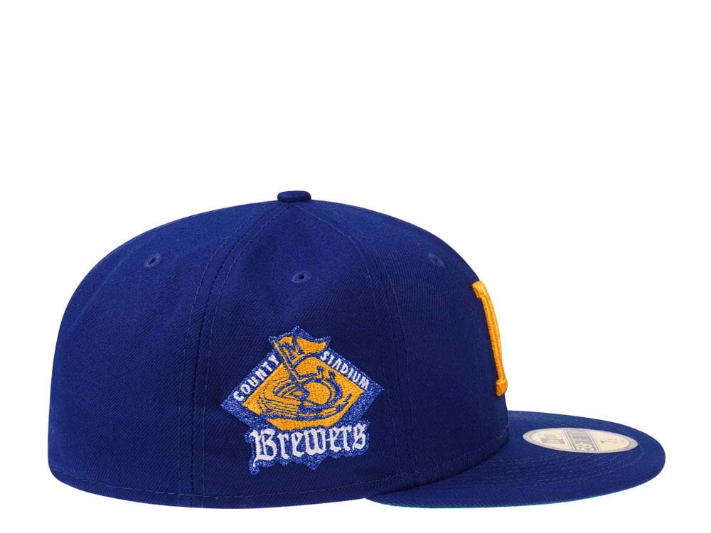 New Era Milwaukee Brewers County Stadium Blue Throwback Edition 59Fifty Fitted Hat
