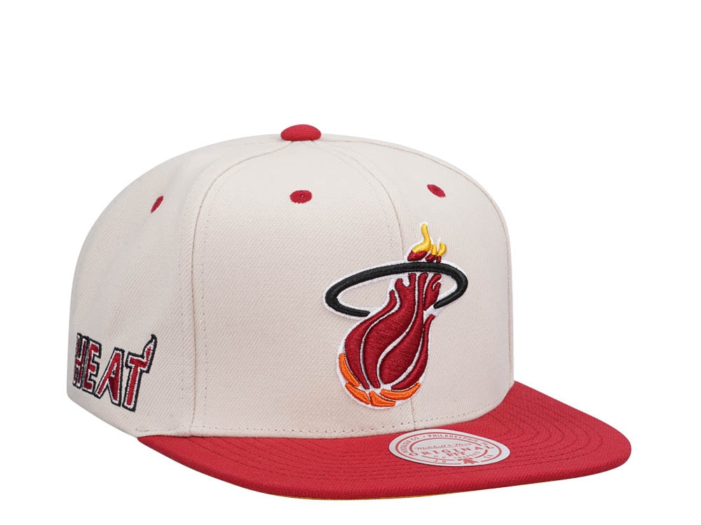 Mitchell & Ness Miami Heat Sail Off White Two Tone Snapback Hat