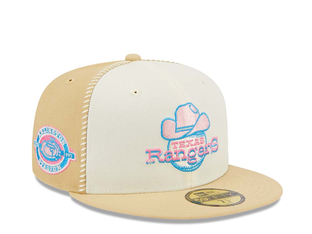 New Era Texas Rangers Stitch Arlington Stadium Gold Edition 59Fifty Fitted Hat