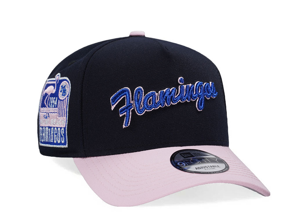 New Era Miami Beach Flamingos 1954 Navy Pink Two Tone 9Forty A Frame Snapback Hat