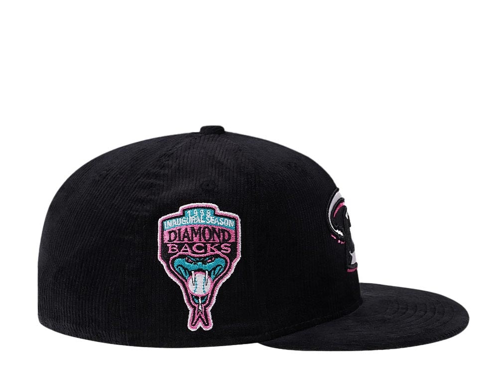 New Era Arizona Diamondbacks 1998 Inaugural Season Black Pink Corduroy Prime Edition 59Fifty Fitted Hat