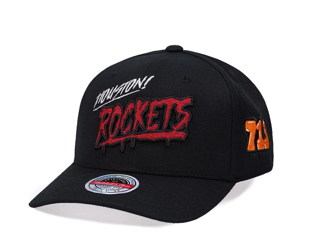Mitchell & Ness Houston Rockets Hardwood Classic Slap Sticker Red Line Flex Snapback Hat