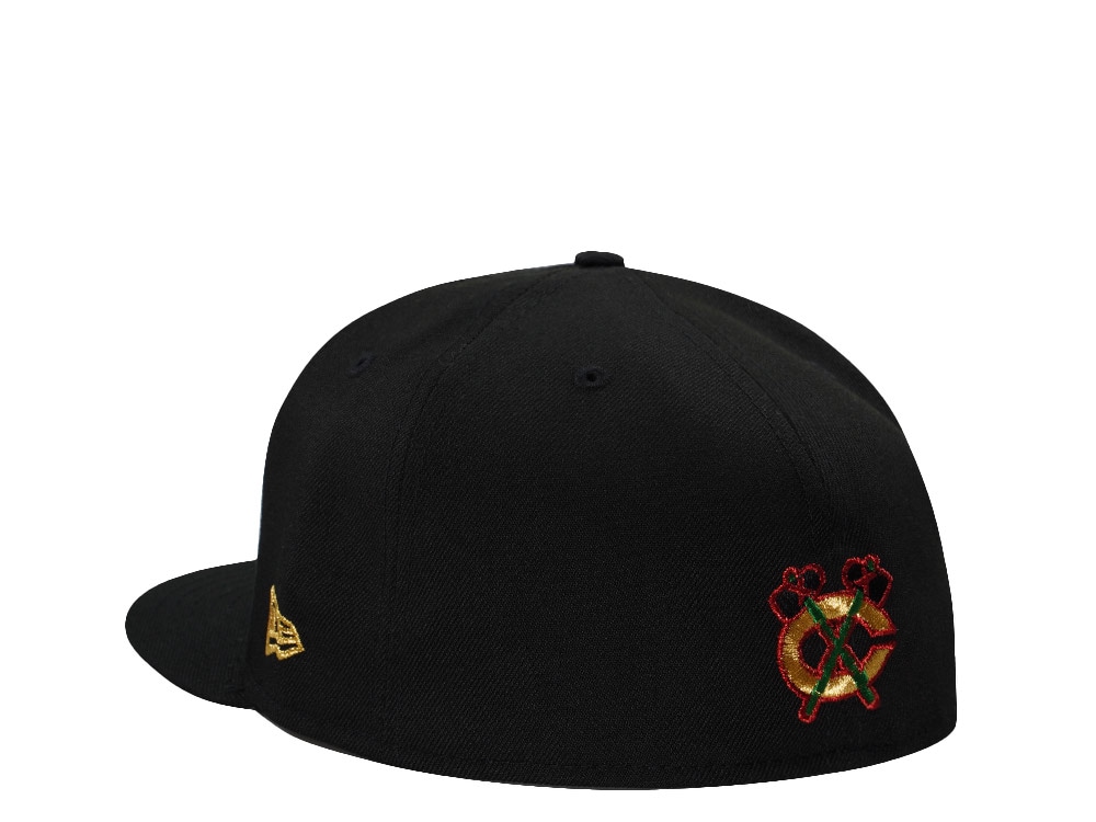 New Era Chicago Blackhawks 100th Anniversary Champions  Black Prime Edition 59Fifty Fitted Cap