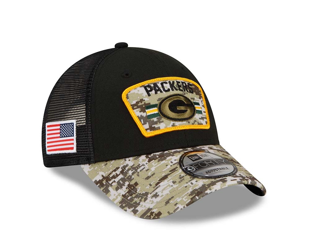 New Era Green Bay Packers Salute to Service 21 9Forty Trucker Snapback Hat