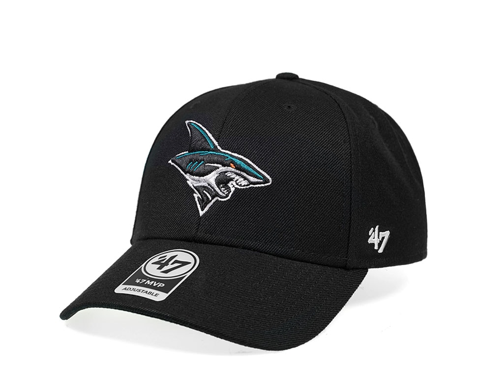 47Brand San Jose Sharks Secondary Logo Black Strapback Hat
