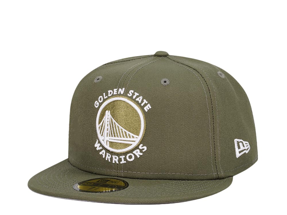 New Era Golden State Warriors Olive White Edition 59Fifty Fitted Hat