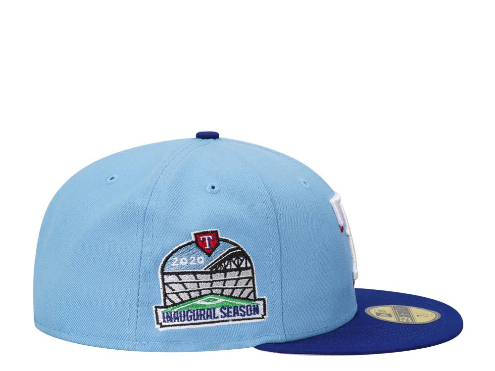 New Era Texas Rangers Inaugural Season 2020 Sky Pink Two Tone Edition 59Fifty Fitted Hat