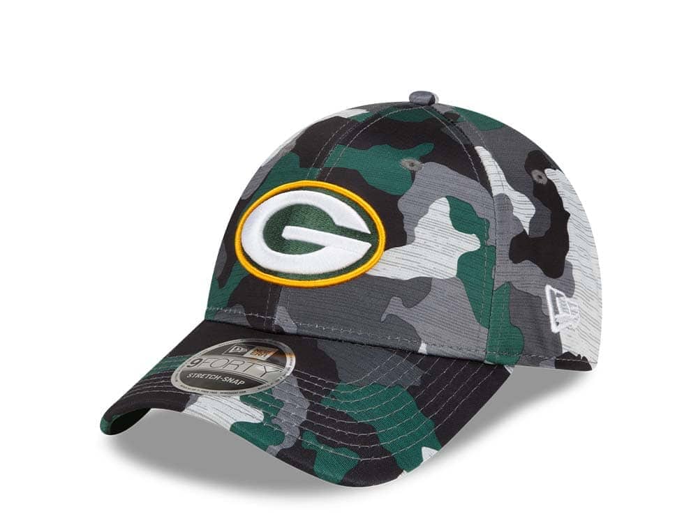 New Era Green Bay Packers NFL Training Camp 22 Camo 9Forty Stretch Snapback Hat