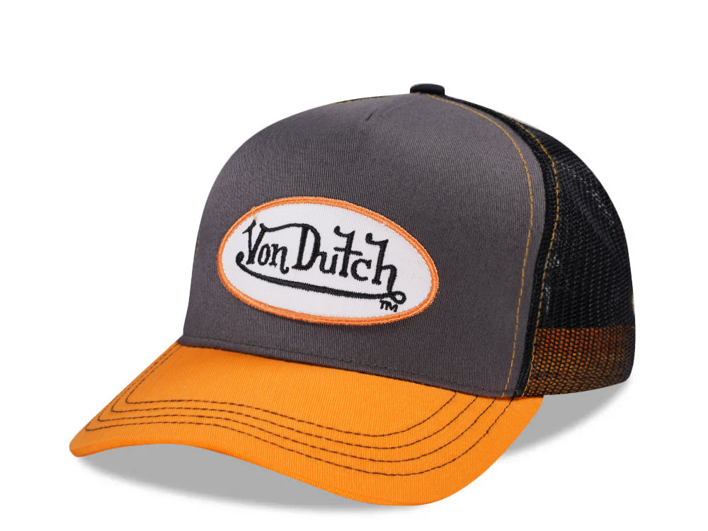 Von Dutch Grey Orange Two Tone Edition Trucker A Frame Snapback Hat