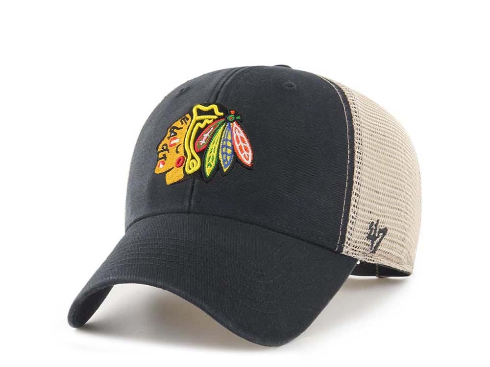 47Brand Chicago Blackhawks Black Flagship Classic Trucker Snapback Hat