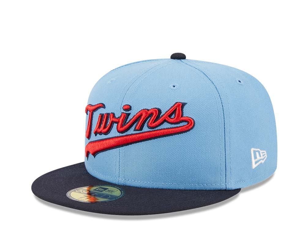 New Era Minnesota Twins Powder Blues Sky Throwback Two Tone Edition 59Fifty Fitted Hat