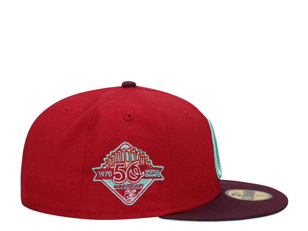 New Era Baltimore Orioles 50th Anniversary Mint Merlot Two Tone Edition 59Fifty Fitted Hat