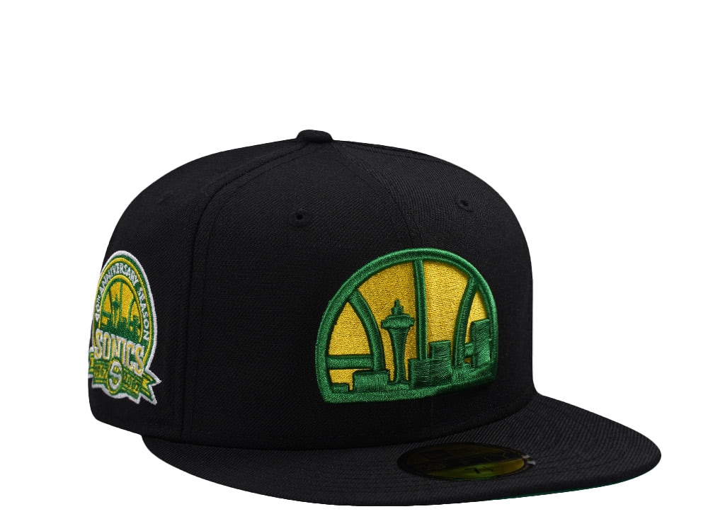 New Era Seattle Supersonics 40th Anniversary Wool Black Throwback Edition 59Fifty Fitted Cap