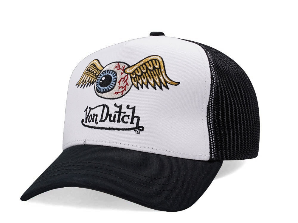 Von Dutch Eye Black And White Trucker Edition Snapback Hat