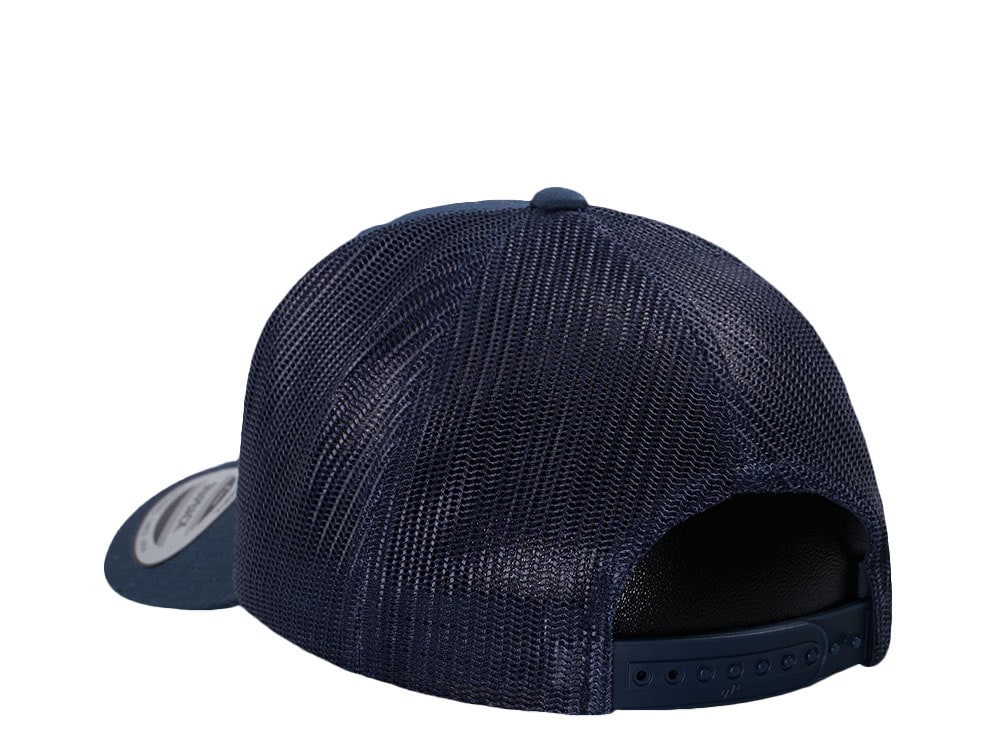 Yupoong Basic Navy Retro Trucker Snapback Hat