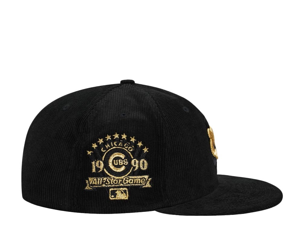 New Era Chicago Cubs All Star Game 1990 Corduroy Black Gold Edition 59Fifty Fitted Hat