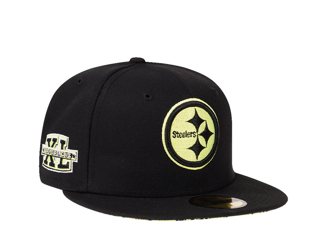 New Era Pittsburgh Steelers Super Bowl XL Black Summerpop Edition 59Fifty Fitted Hat