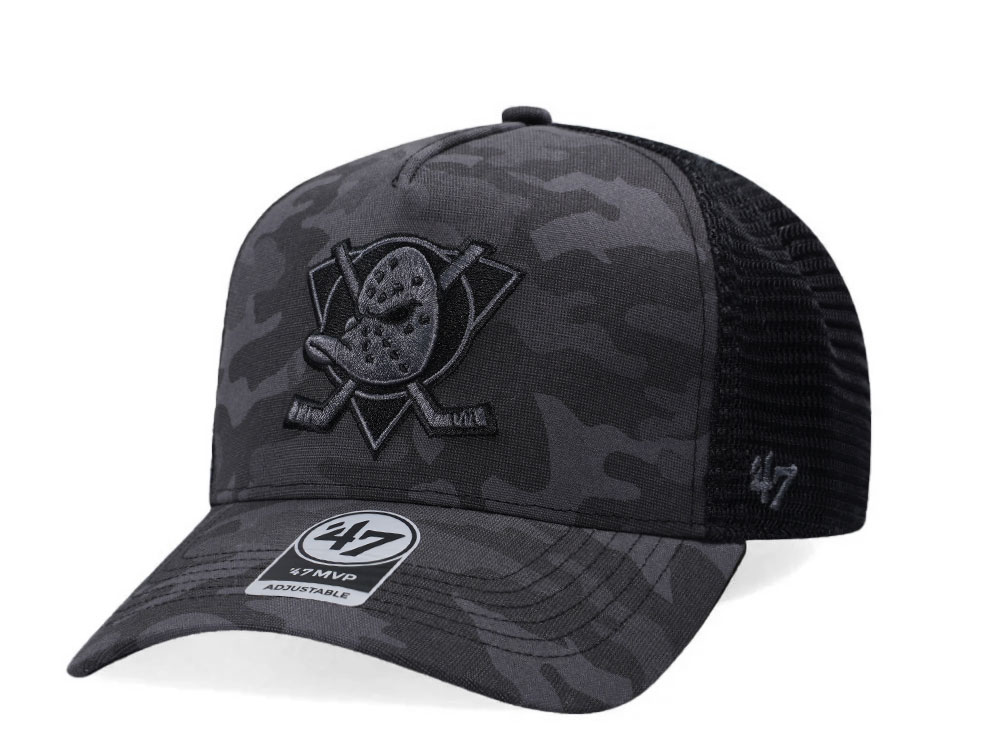 47Brand Anaheim Ducks Charcoal Tonal Camo MVP Trucker Snapback Hat
