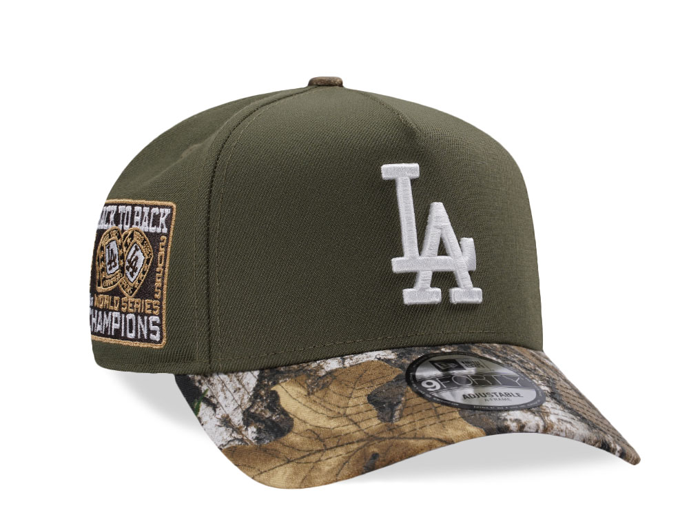 New Era Los Angeles Dodgers Back To Back World Series Champions Olive Edition 9Forty A Frame Snapback Cap