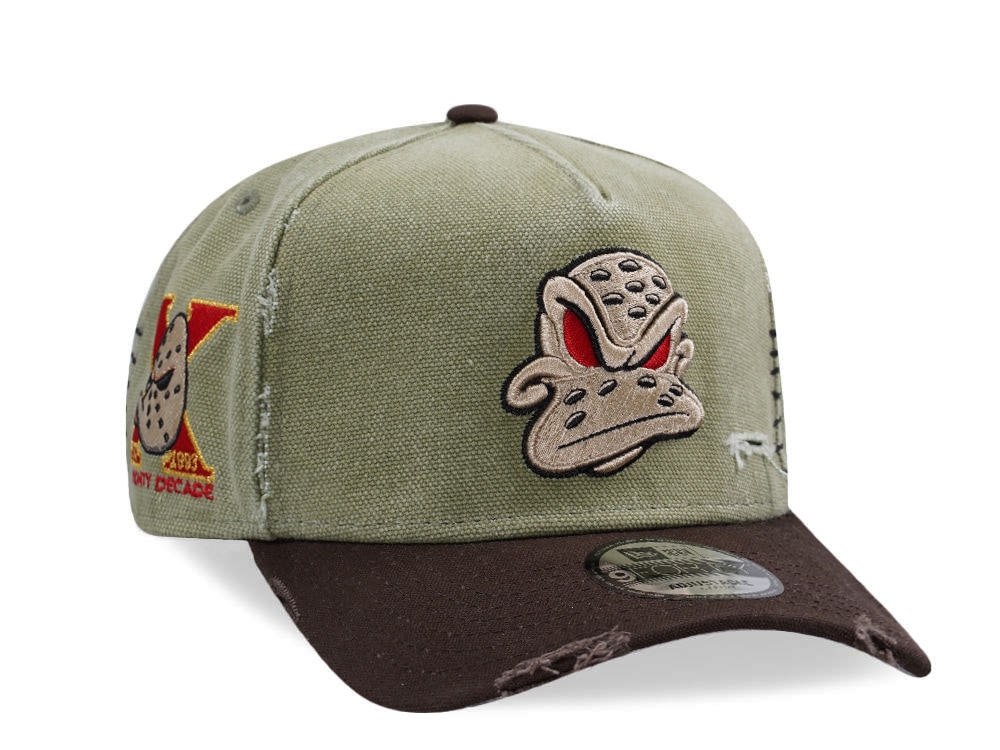 New Era Anaheim Ducks 10th Anniversary Washed Canvas Rifle Green Two Tone Edition 9Forty A Frame Snapback Cap