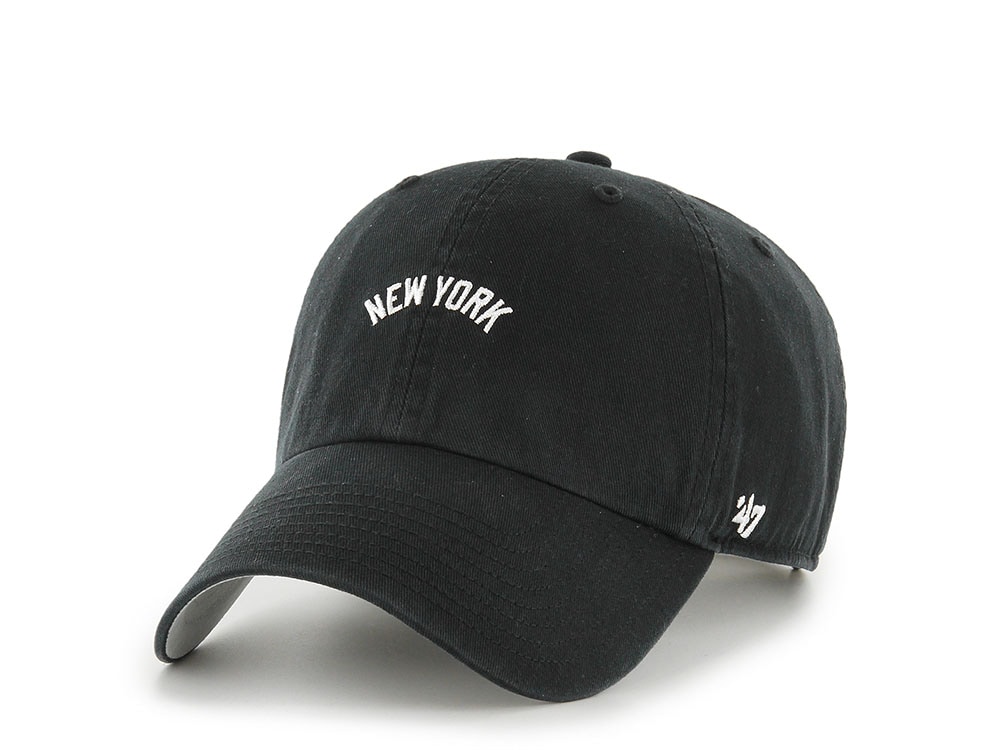 47Brand New York Yankees Black Base Runner Script Edition Clean Up Strapback Cap