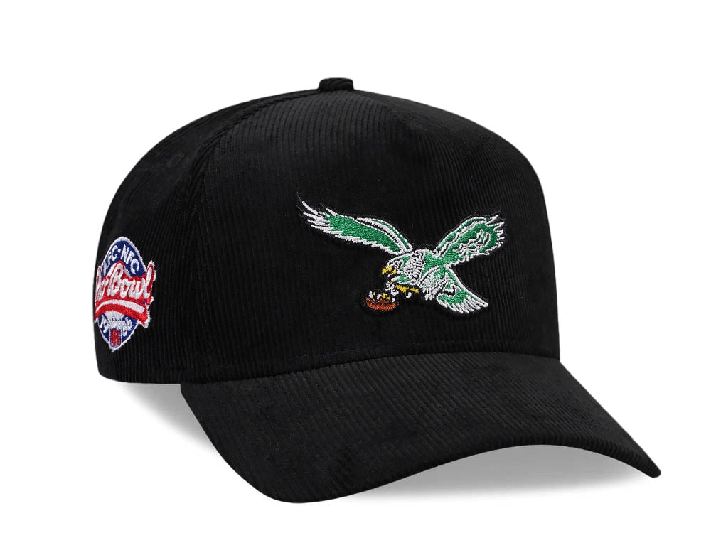 New Era Philadelphia Eagles Pro Bowl 1986 Black Corduroy Edition 9Forty A Frame Snapback Hat