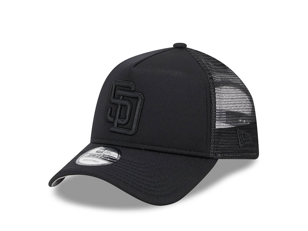 New Era San Diego Padres Black All Day 9Forty A Frame Trucker Snapback Hat