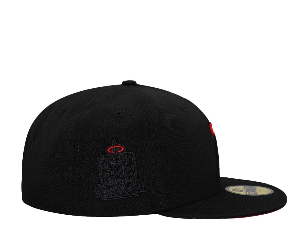 New Era Anaheim Angels 50th Anniversary Blackout Red Edition 59Fifty Fitted Hat