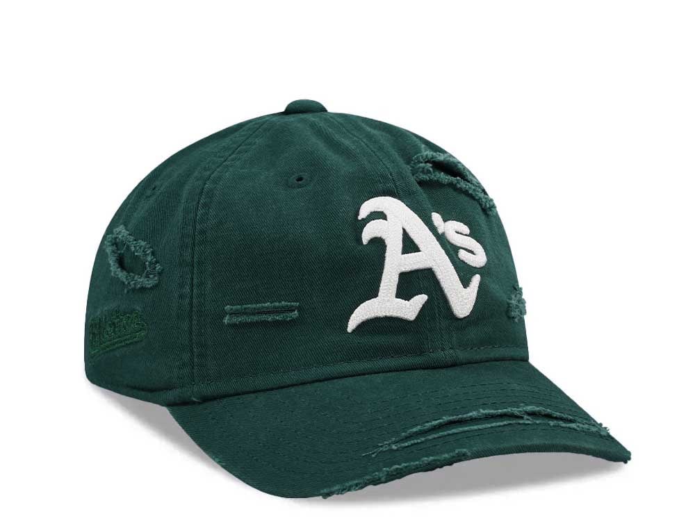 New Era Oakland Athletics Dark Green Washed Distress 9Twenty Strapback Hat