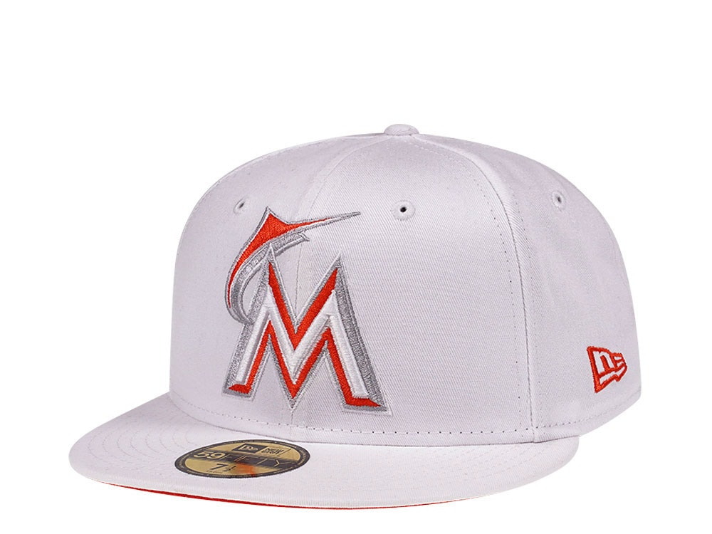 New Era Miami Marlins White Orange Pop Edition 59Fifty Fitted Hat