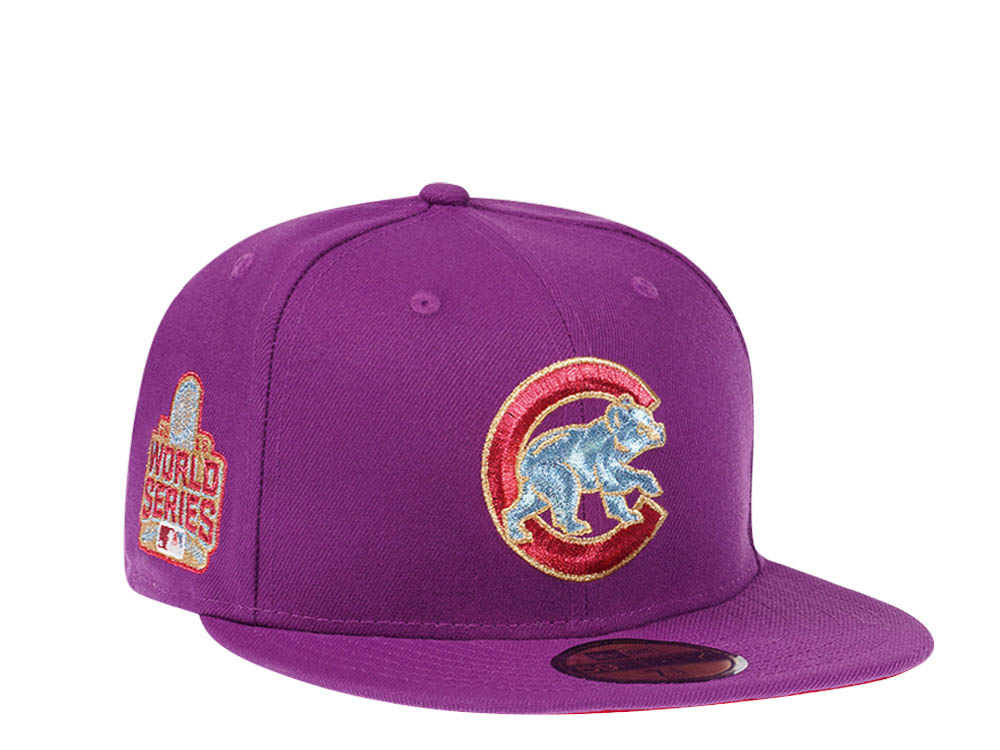 New Era Chicago Cubs World Series 2016 Grape Metallic Suede Elite Edition 59Fifty Fitted Hat