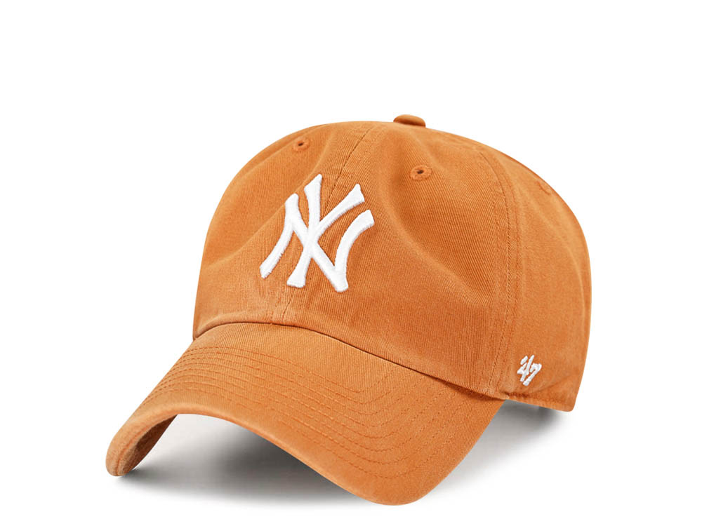 47Brand New York Yankees Burnt Orange Clean Up Strapback Hat