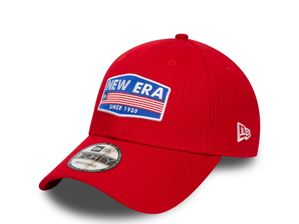 New Era NE USA Patch Red 9Forty Strapback Hat