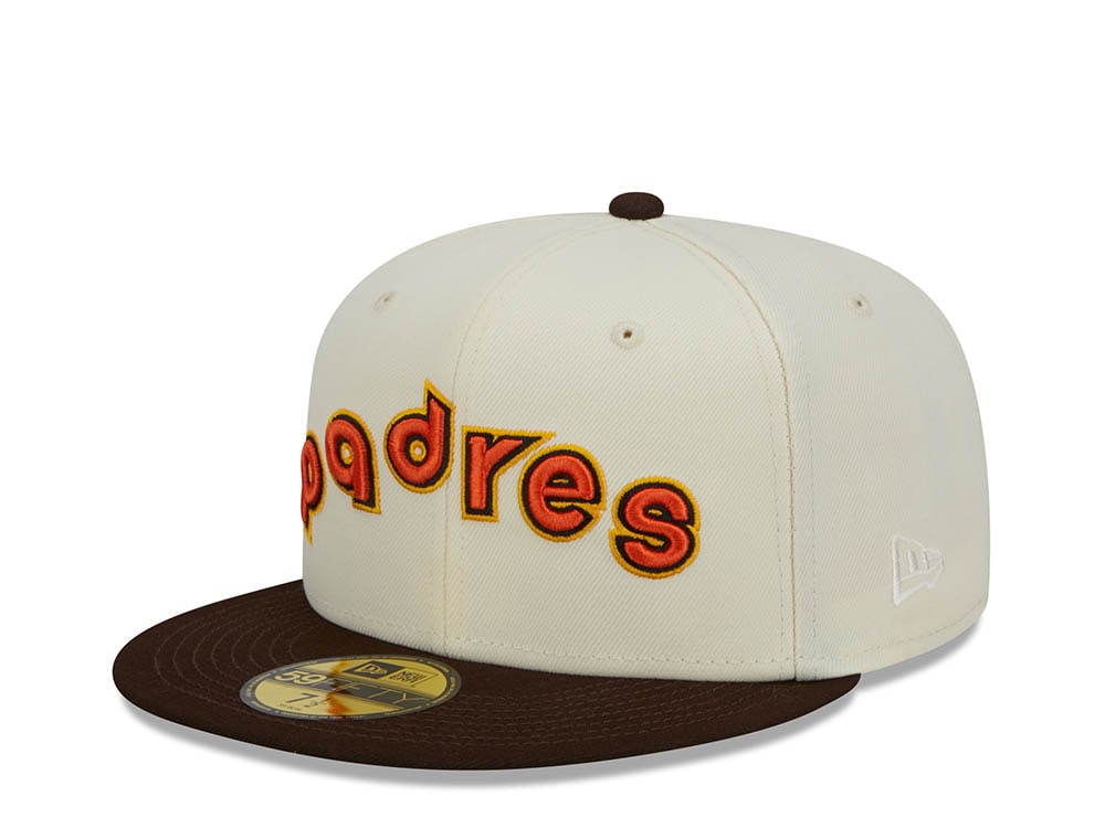 New Era San Diego Padres White Retro Script 50th Anniversary Throwback Edition 59Fifty Fitted Hat