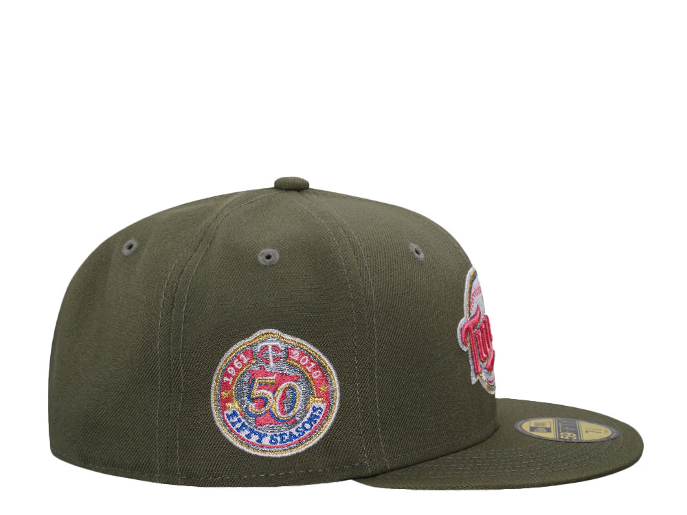 New Era Minnesota Twins 50 Seasons Olive Metallic Edition 59Fifty Fitted Hat